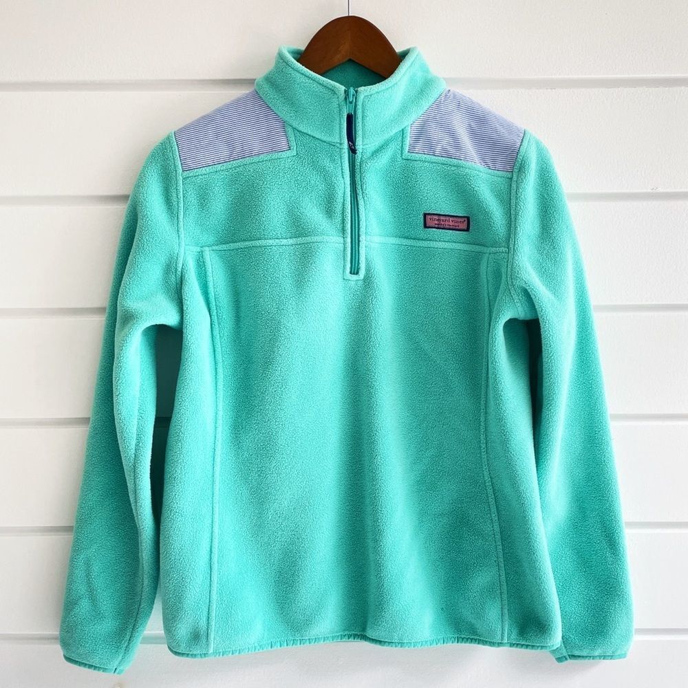 Vineyard Vines Seersucker Stripe Shoulder Shep Fleece Pullover Sweatshirt Small